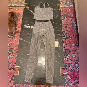 Beyond Yoga Spacedye Grey Slim Racerback Cropped Tank + Leggings set